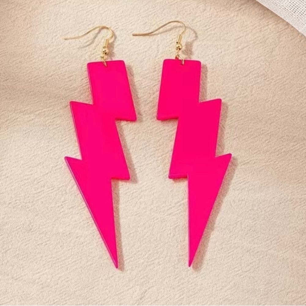 Neon Pink lightning earrings
